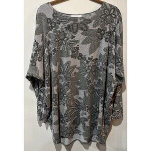 Bryn Walker Dress Women’s Small Alanna French Terry Floral Cocoon Tunic Gray